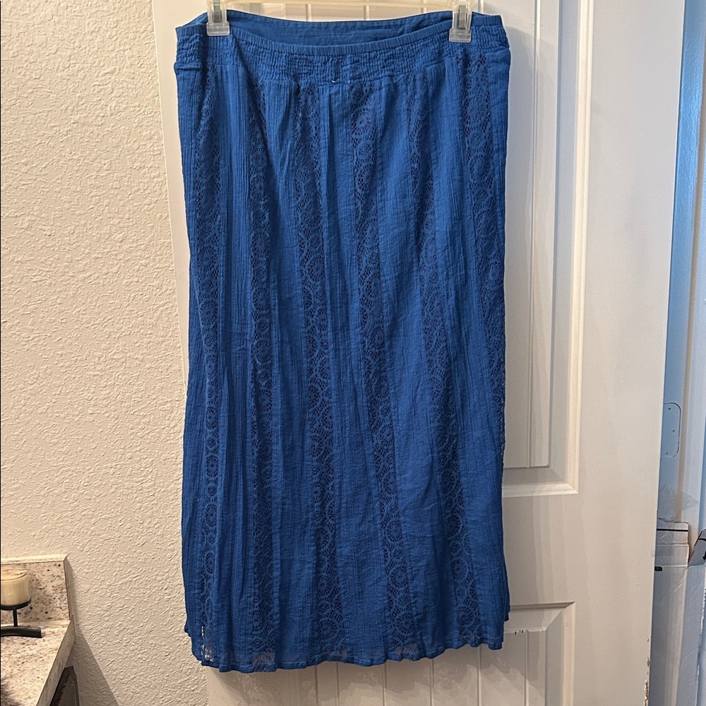 Coastal. Cowgirl Royal Blue Midi Skirt Prairie Skirt, Southwest Chic, Cottage